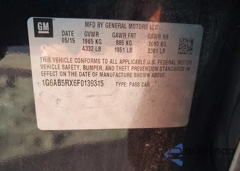 2015 Cadillac Ats Luxury z USA, uszkodzony, nr VIN 1G6AB5RX6F0139315